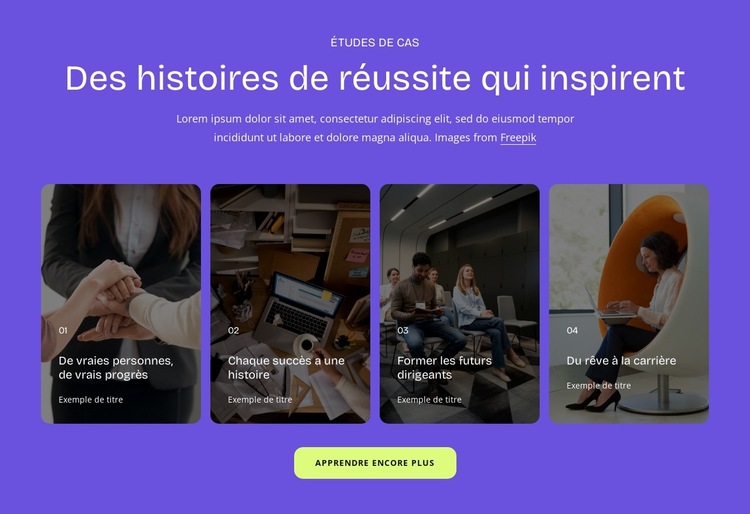 Histoires de réussite Modèle de site Web