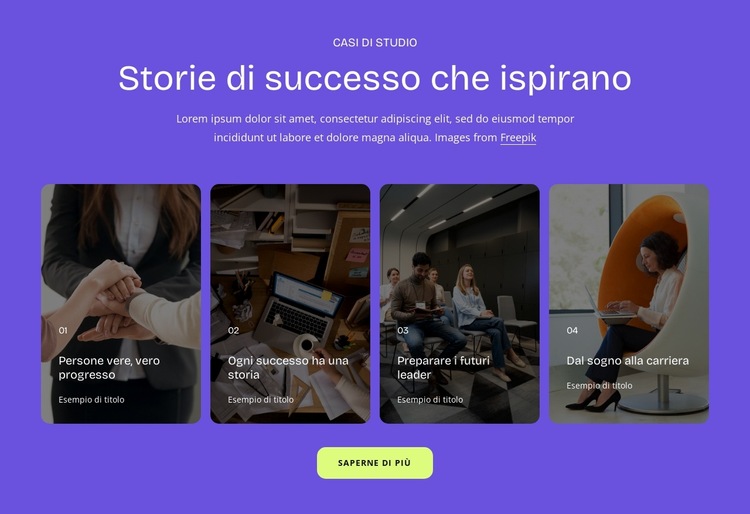 Storie di successo Modello di sito Web