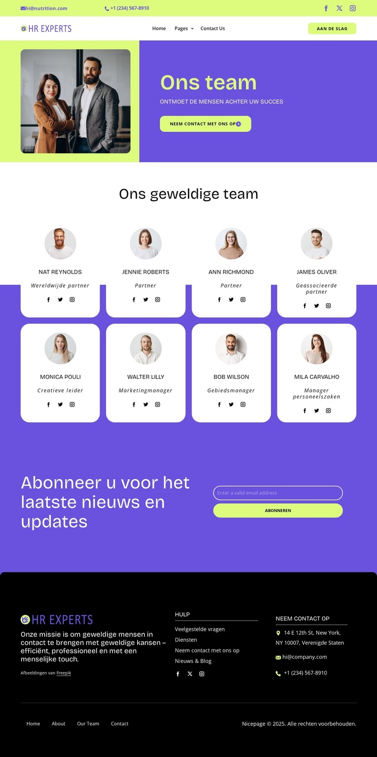 Onze toegewijde HR-professionals Website sjabloon
