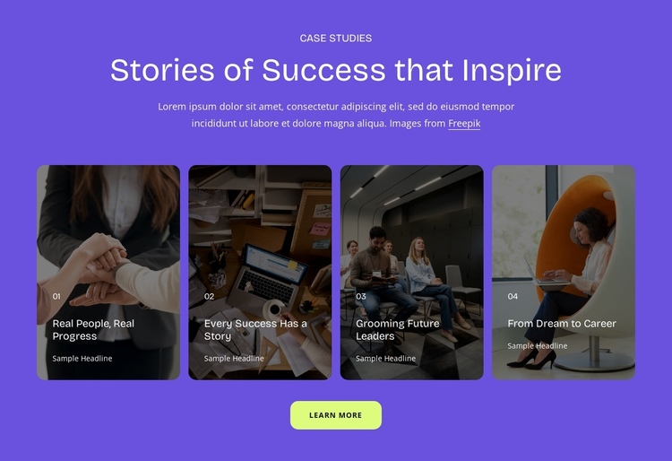 Stories of success One Page Template