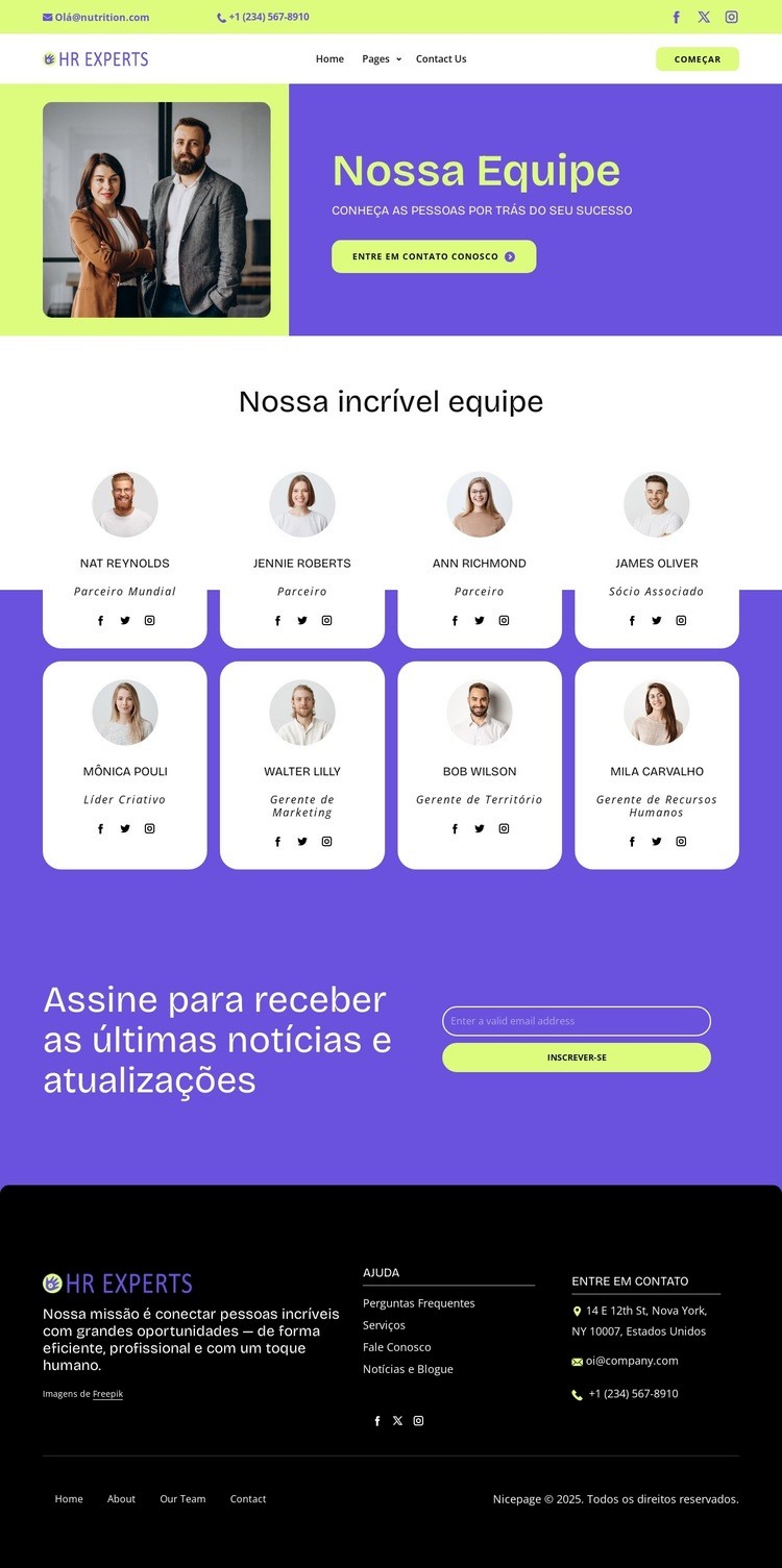 Nossos dedicados profissionais de RH Landing Page