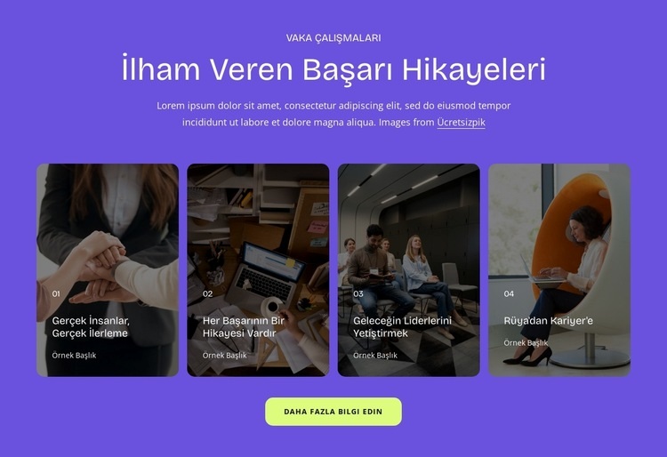 Başarı hikayeleri Web sitesi tasarımı