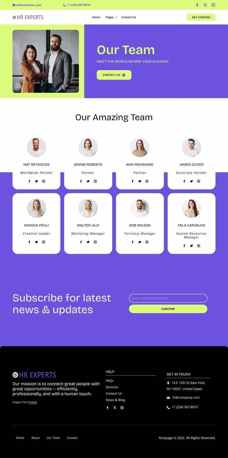 Our dedicated HR professionals Website Mockup