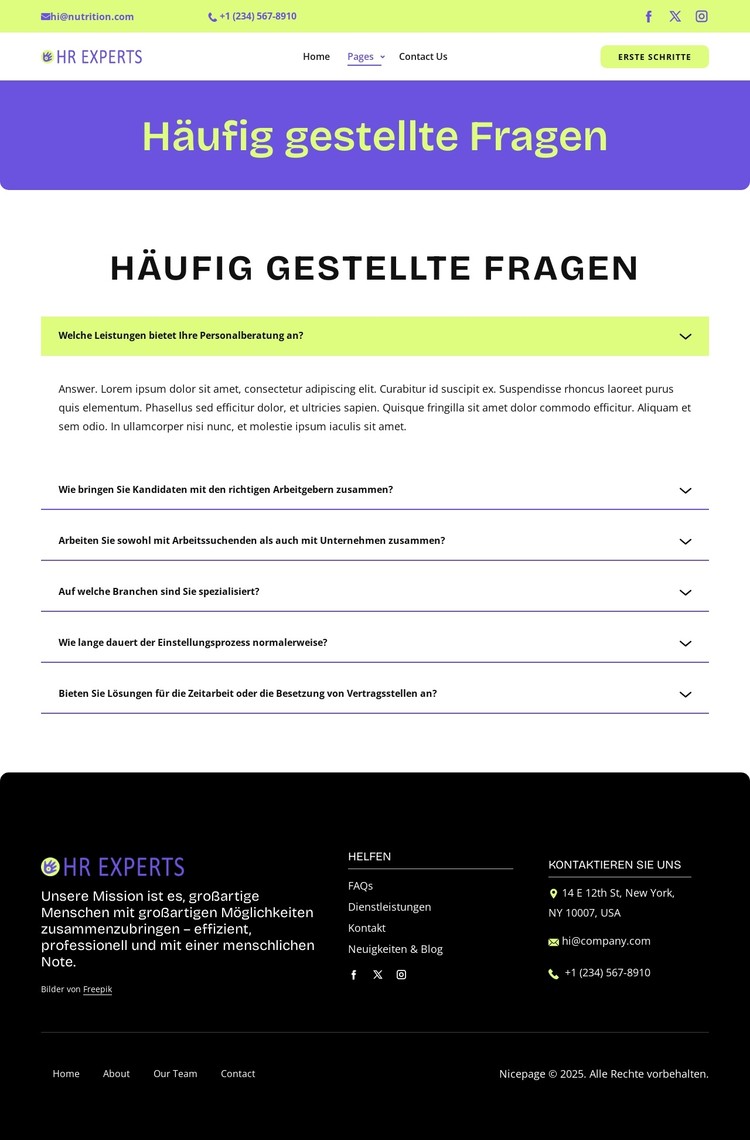 FAQ zur Personalbeschaffung CSS-Vorlage
