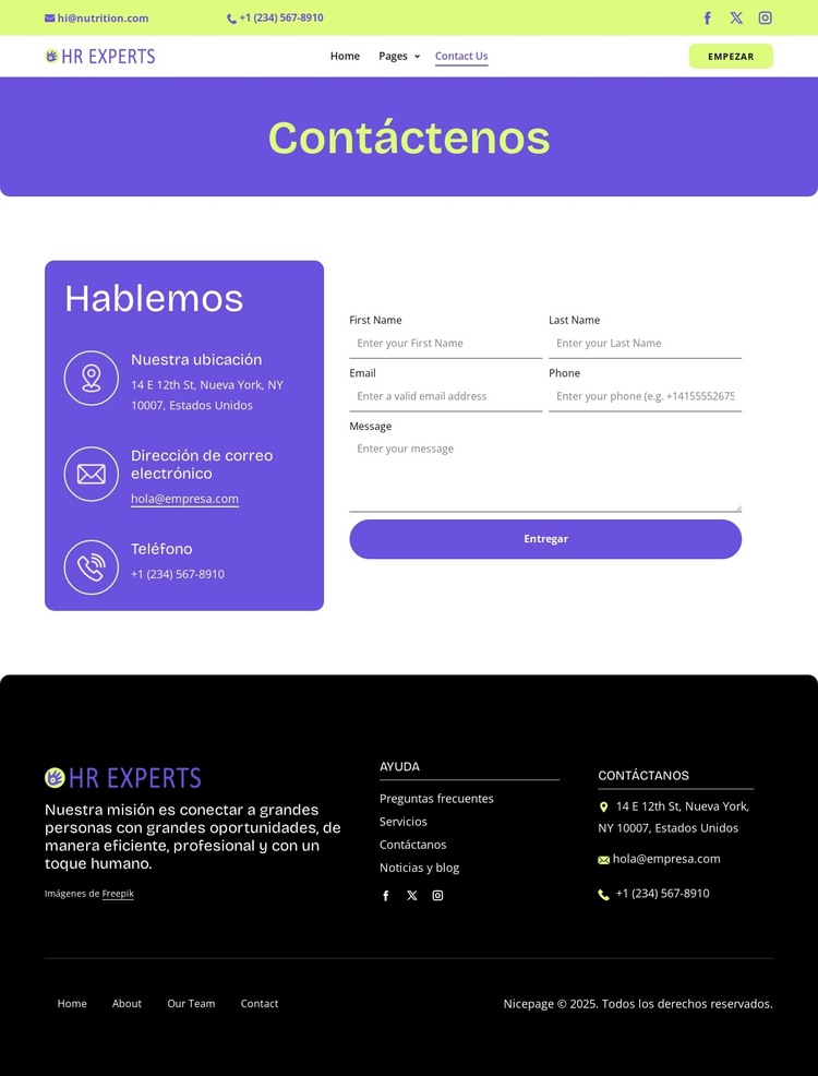 HR contact page Plantilla HTML