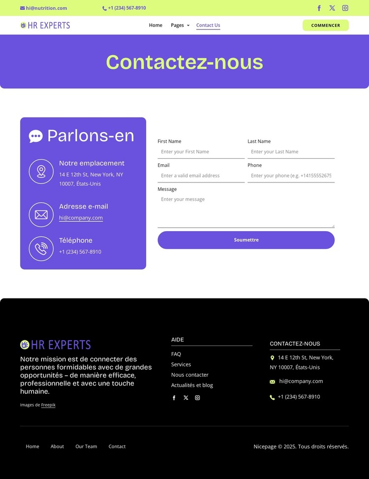 HR contact page Modèle HTML
