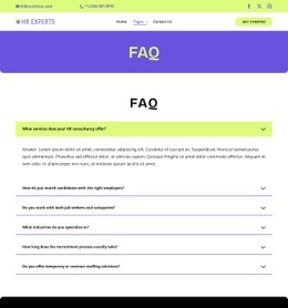 Recruitment FAQ - Professional Homepage Design