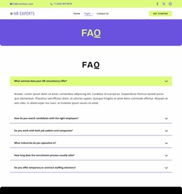 Recruitment FAQ Html Website Builder