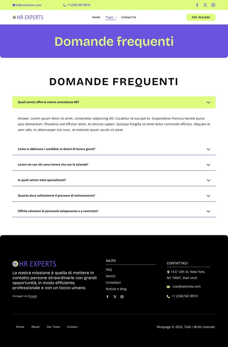 Domande frequenti sul reclutamento Modello CSS