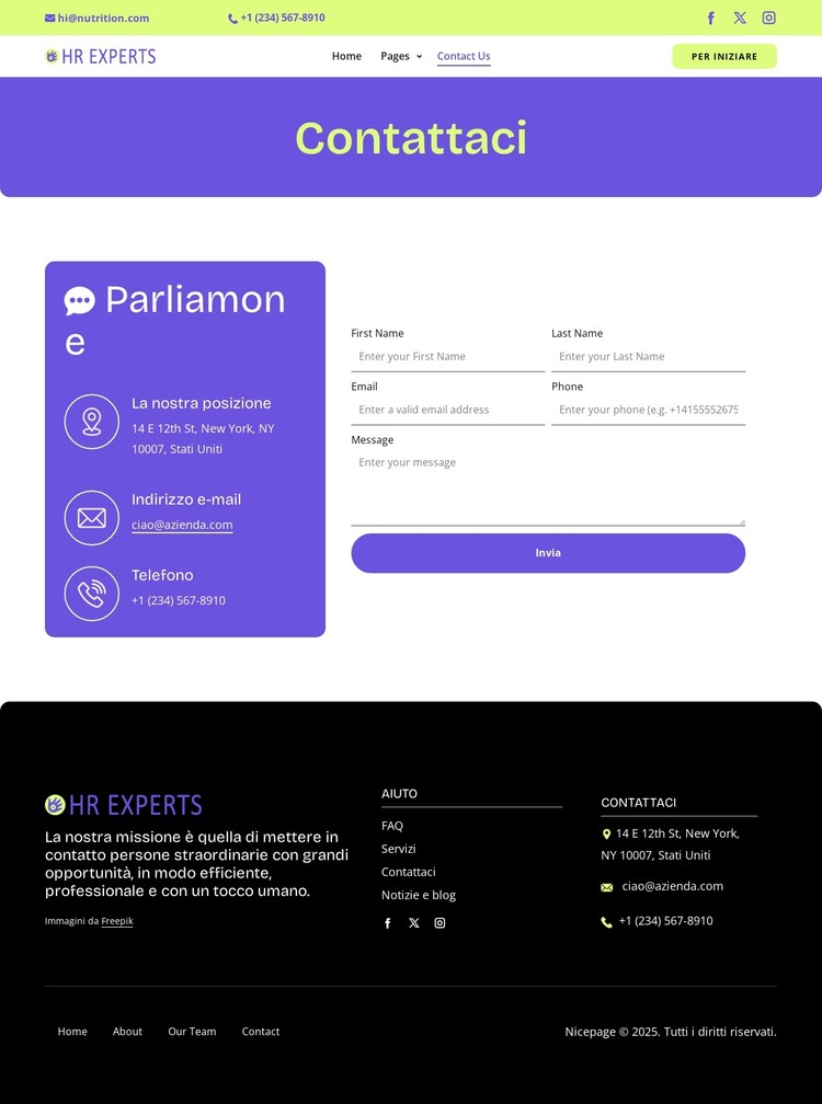HR contact page Modello CSS