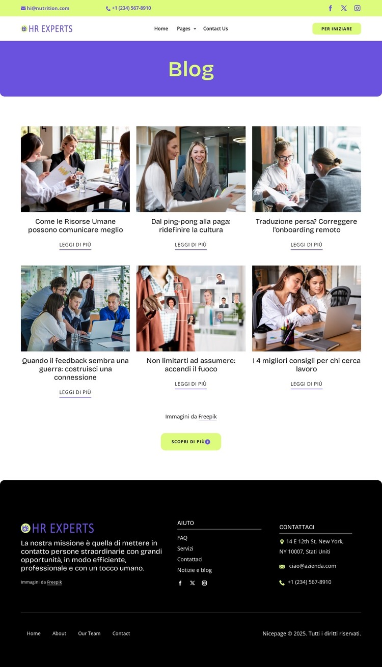 Blog sulle risorse umane Modello HTML