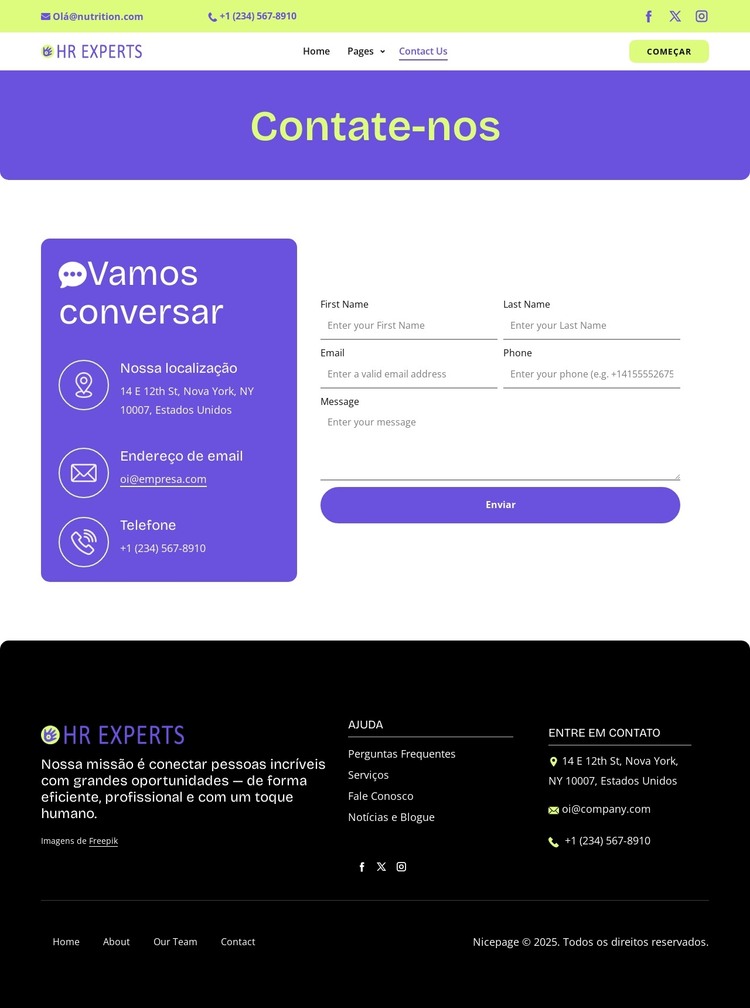 HR contact page Modelo HTML