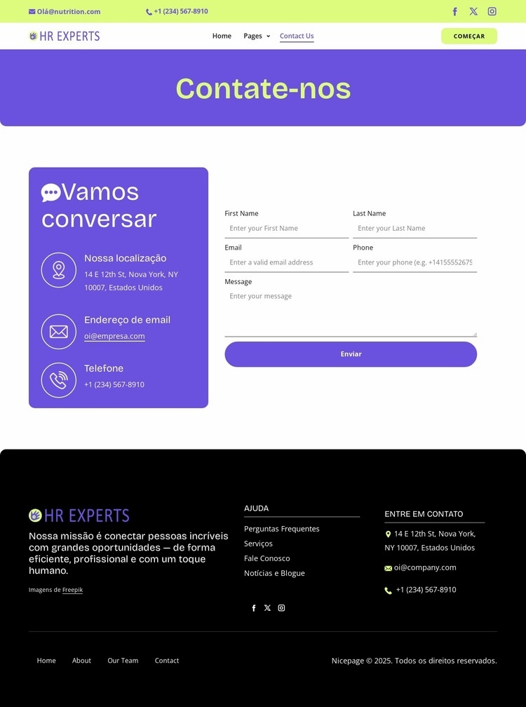 HR contact page Modelo HTML5
