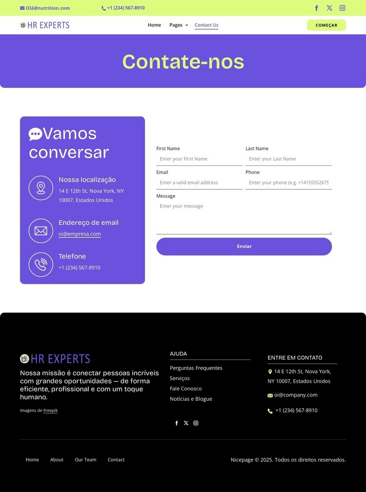 HR contact page Modelo