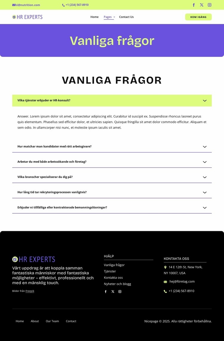 Vanliga frågor om rekrytering HTML-mall