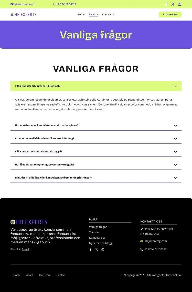 Vanliga frågor om rekrytering Mall