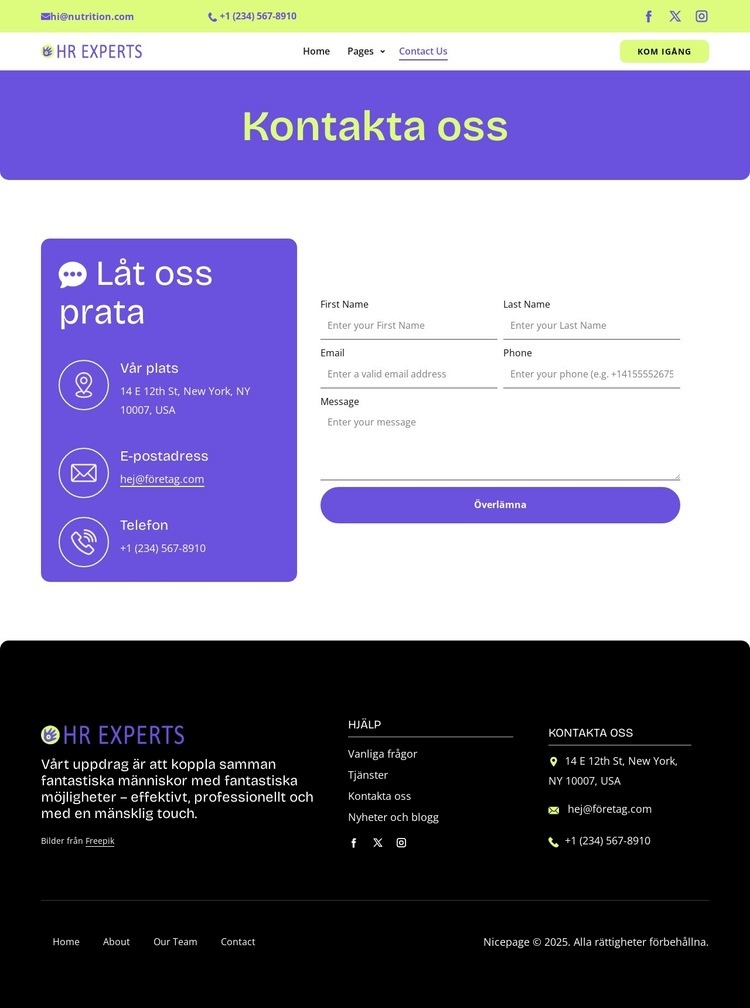HR contact page Mall
