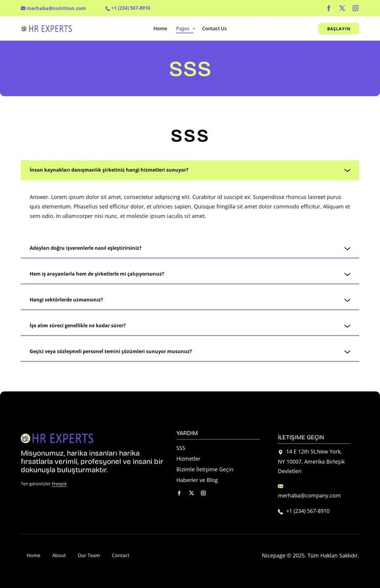 İşe alım SSS CSS Şablonu
