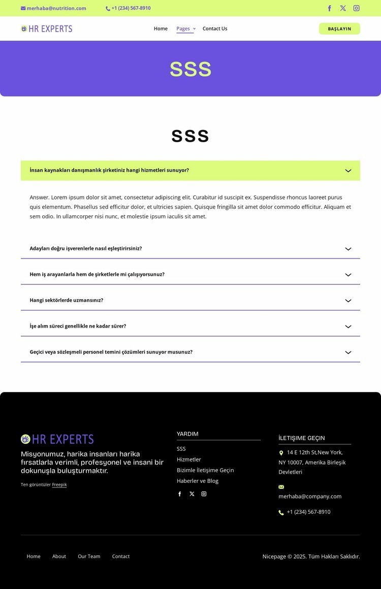 İşe alım SSS Şablon