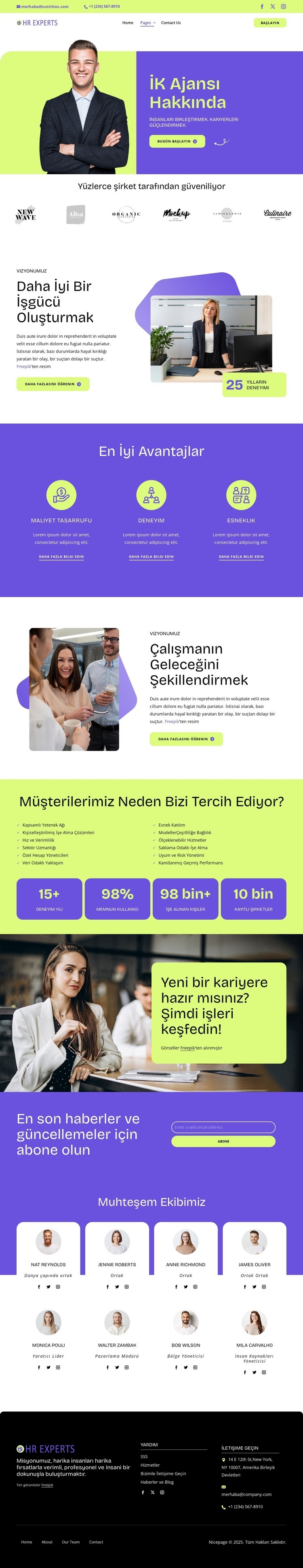 İK ortağınızla tanışın Bir Sayfa Şablonu