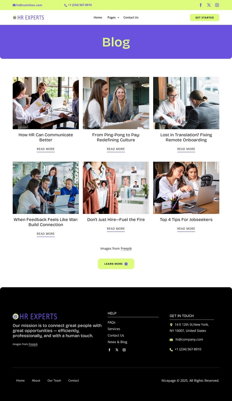 HR blog Website Builder Software