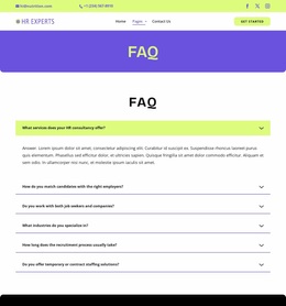 Recruitment FAQ Website Designs