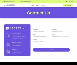 HR contact page Website Designs