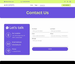 HR contact page Website Mockups
