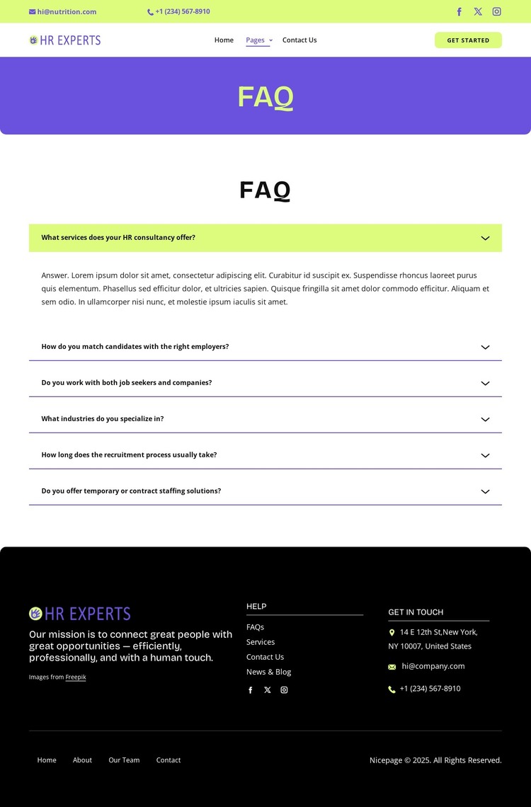 Recruitment FAQ WordPress Theme