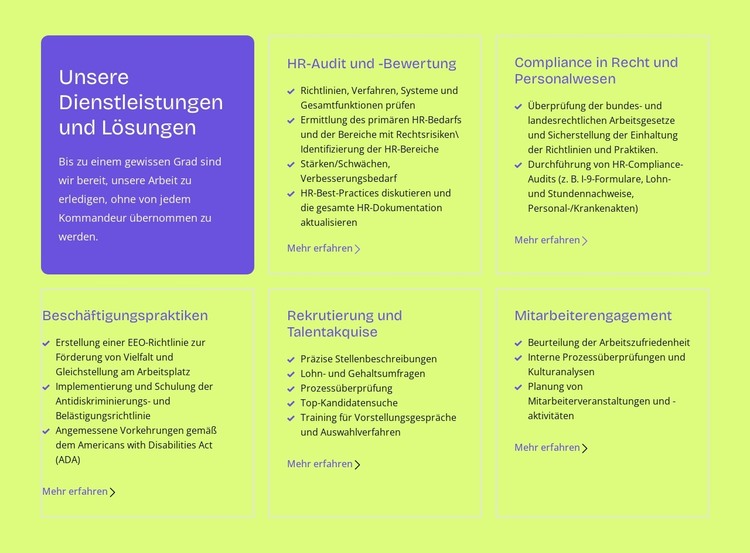Unsere Leistungen und Lösungen HTML-Vorlage