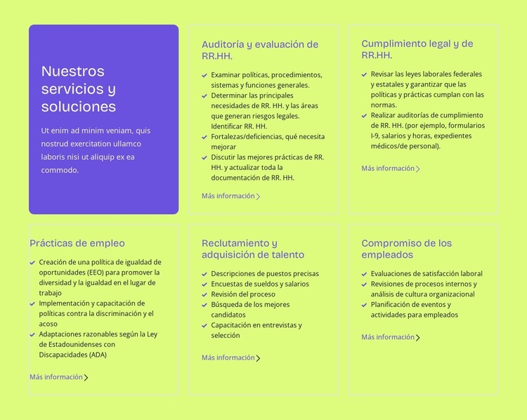 Nuestros servicios y soluciones Plantilla Joomla