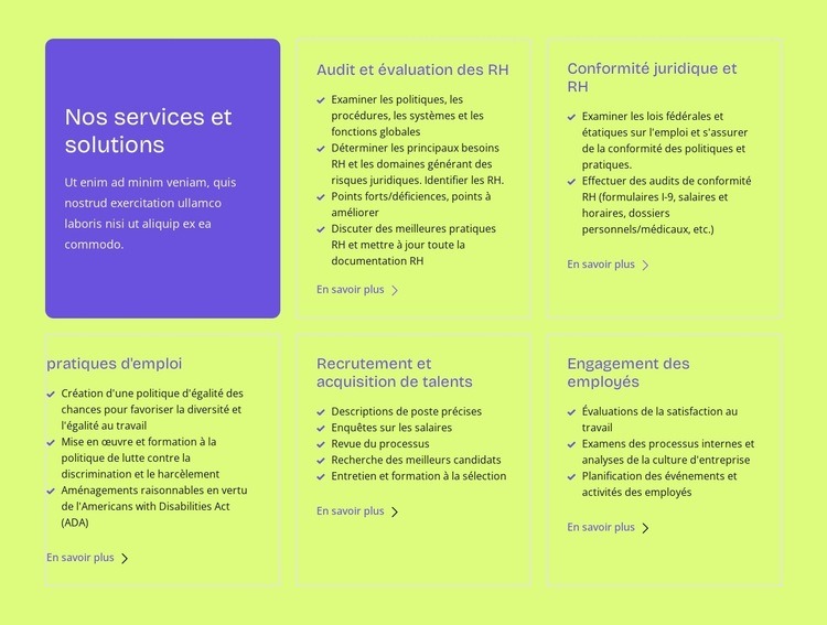 Nos services et solutions Conception de site Web