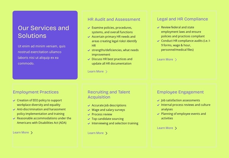 Our services and solutions Html Code Example