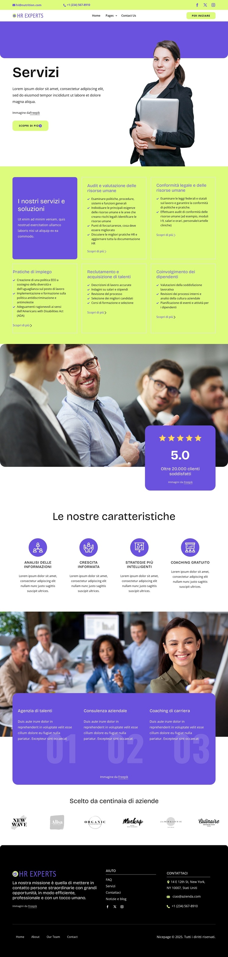 HR services and solutions Modello di sito Web