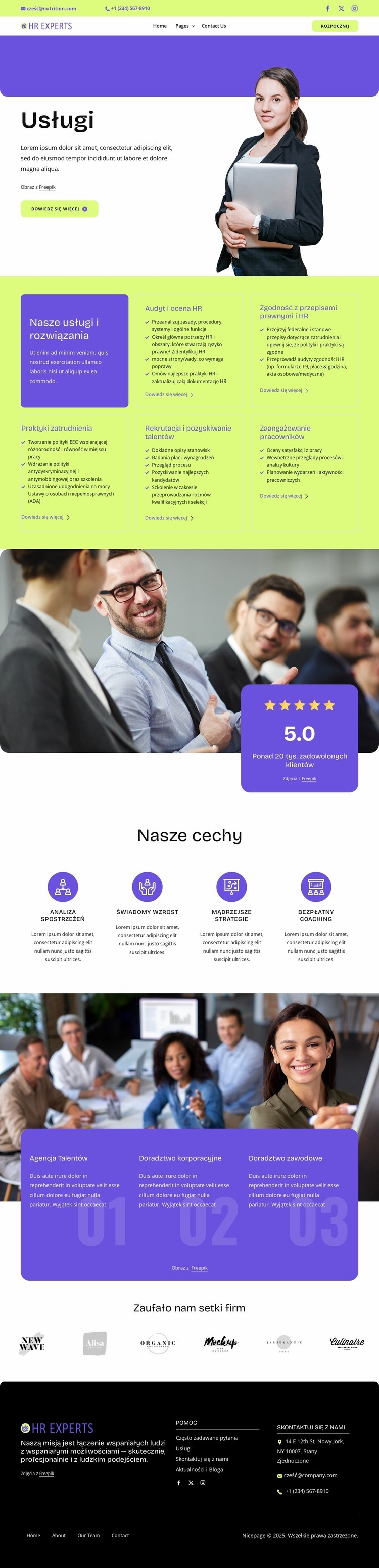 HR services and solutions Projekt strony internetowej