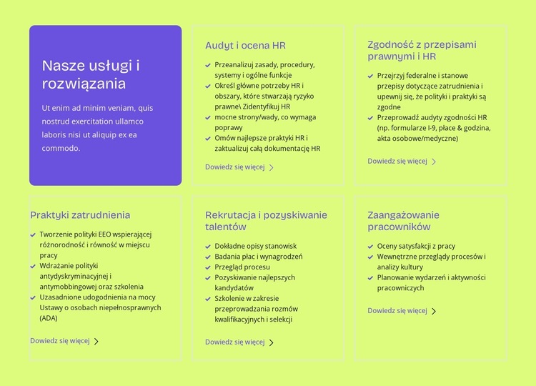 Nasze usługi i rozwiązania Szablon witryny sieci Web