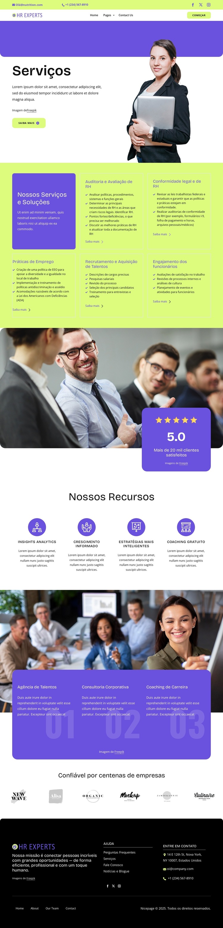 HR services and solutions Modelo de site