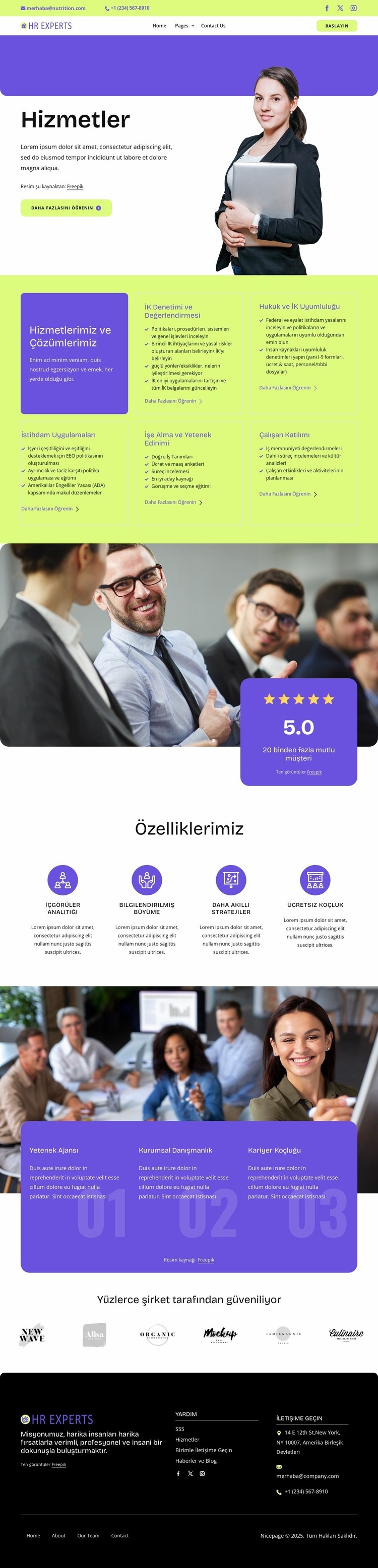 HR services and solutions Bir Sayfa Şablonu