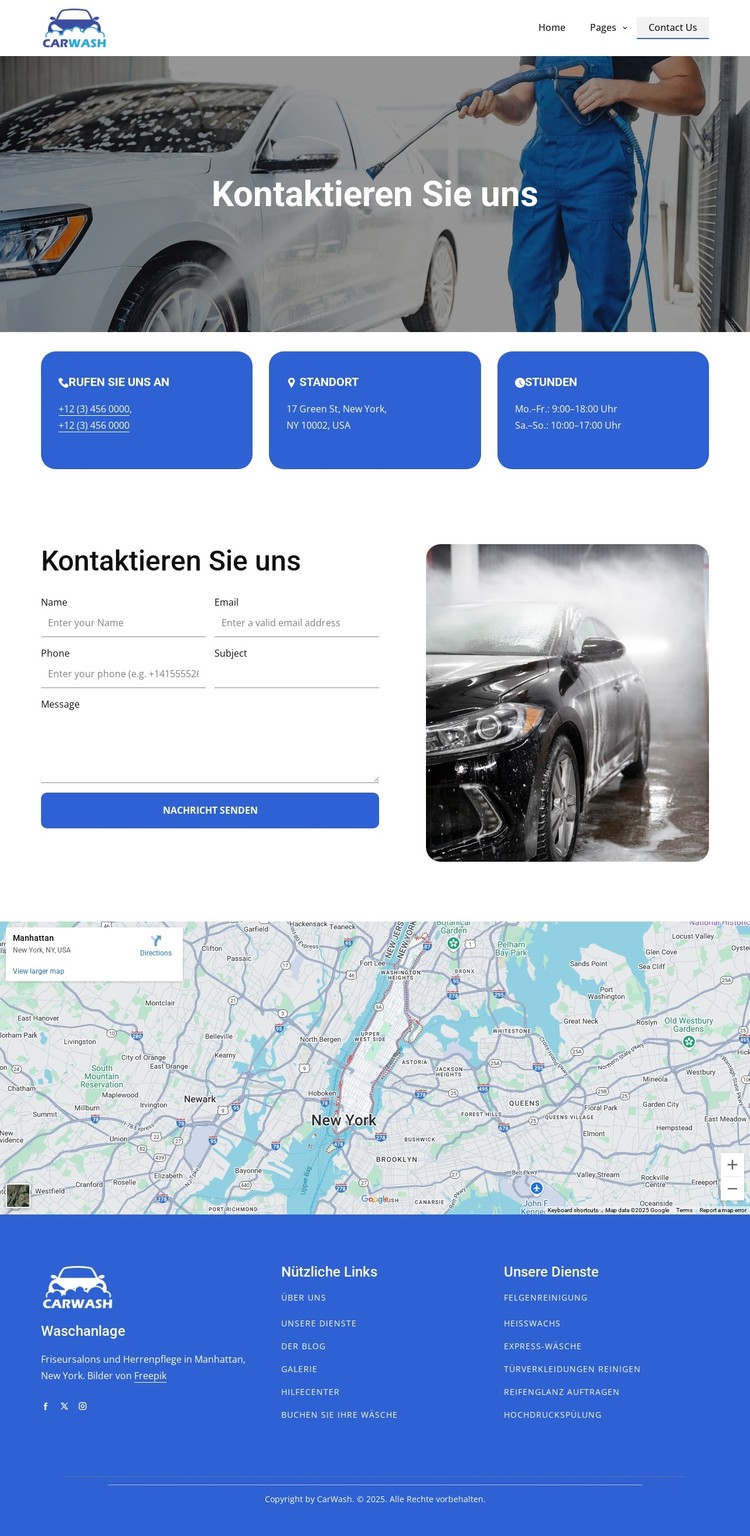 Autowäsche Kontaktieren Sie uns CSS-Vorlage