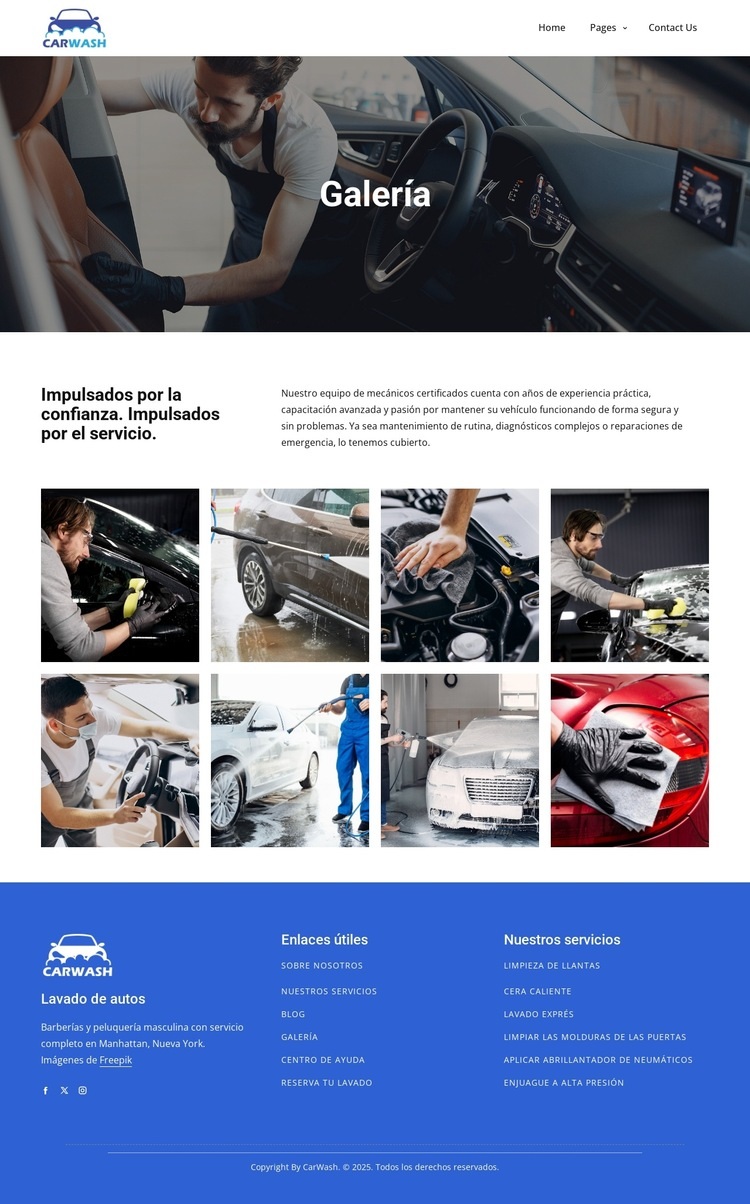 Galería de lavado de autos Plantilla de una página