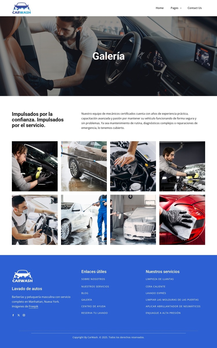 Galería de lavado de autos Tema de WordPress
