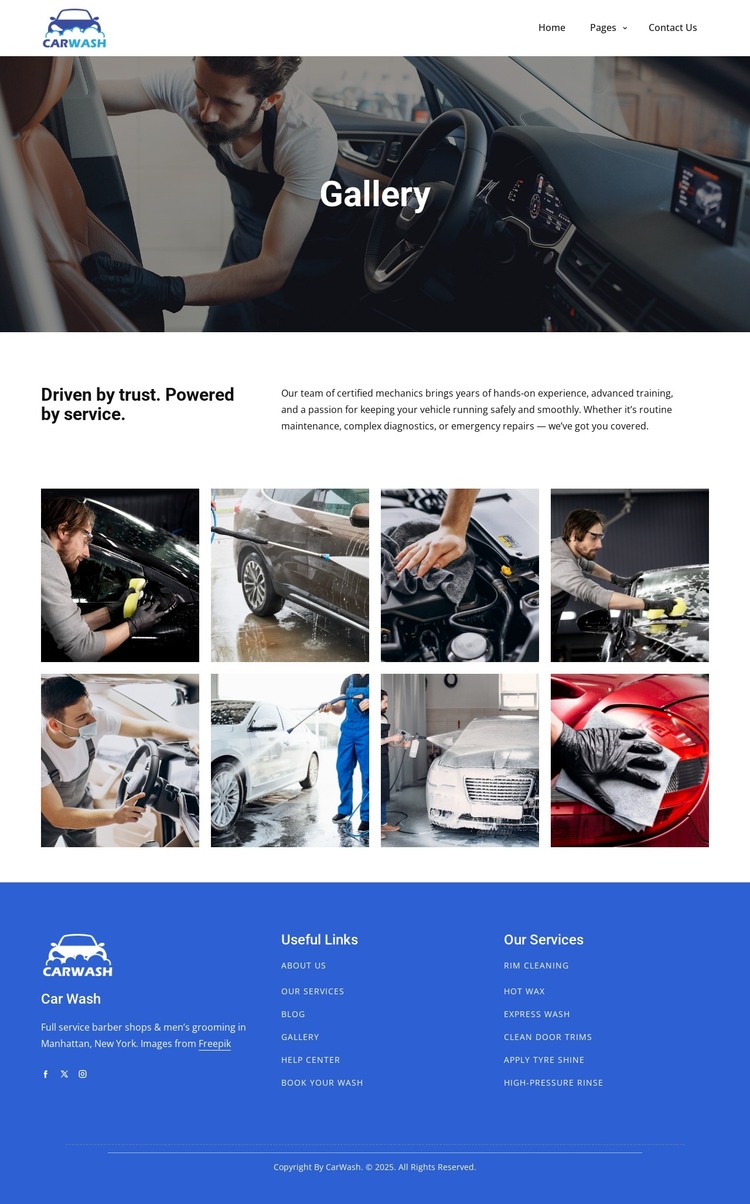 Car wash gallery HTML Template