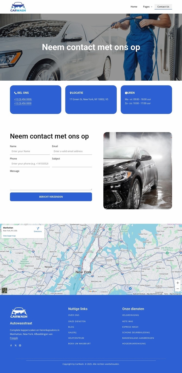 Autowasstraat neem contact met ons op Website ontwerp