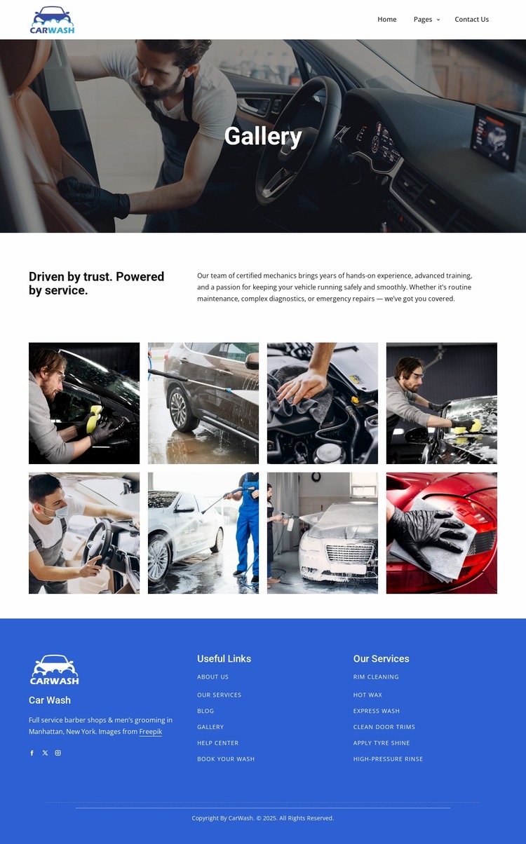 Car wash gallery Website Mockup