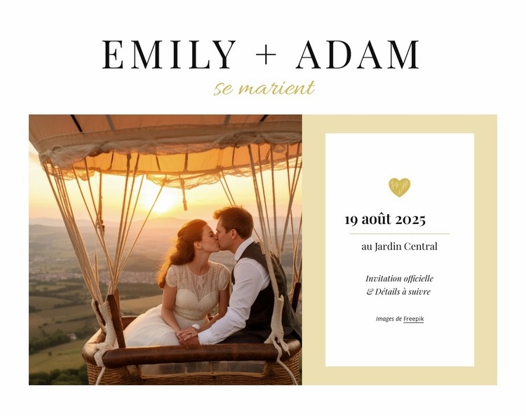 Carte postale d'invitation de mariage Conception de site Web