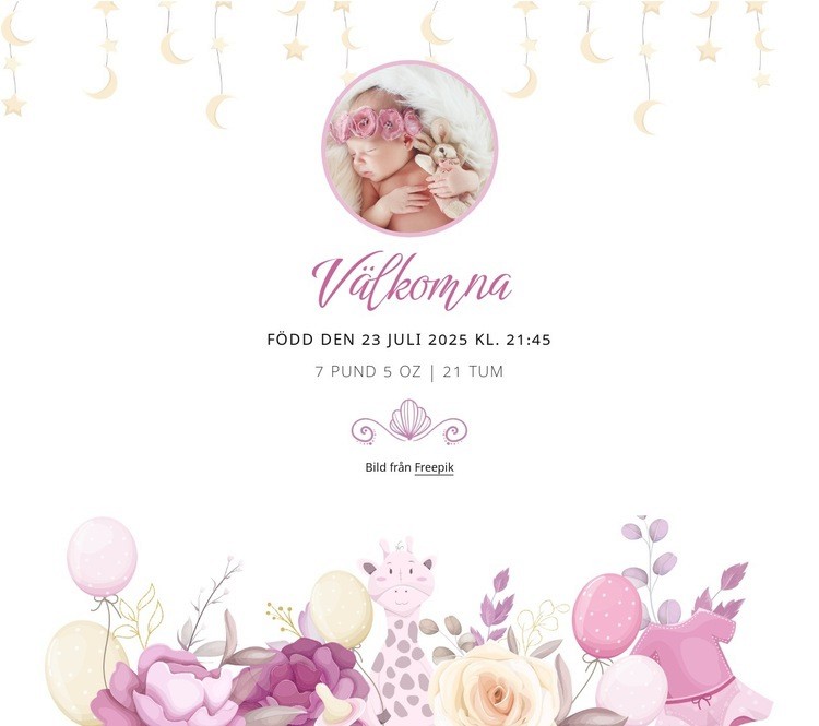 Vykort med bebismeddelande Mall