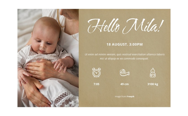 Welcome baby postcard Template