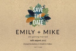 Save The Date Postcard With Leaves