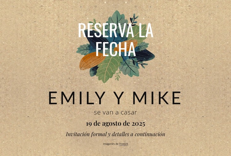 Postal para guardar la fecha con hojas Plantilla HTML