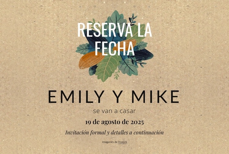 Postal para guardar la fecha con hojas Plantilla de una página